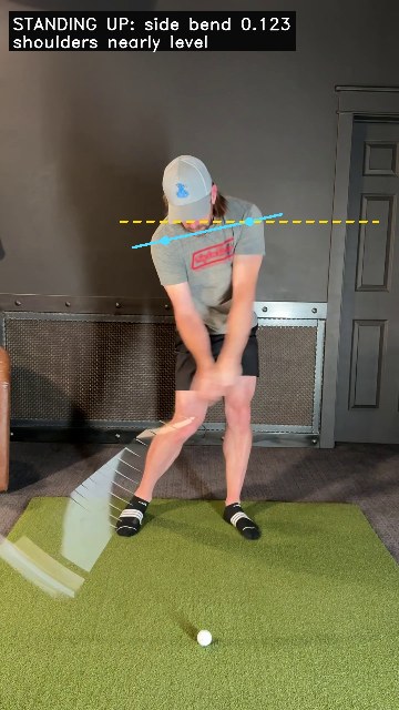 Standing up at impact - shoulders nearly level, side bend 0.123